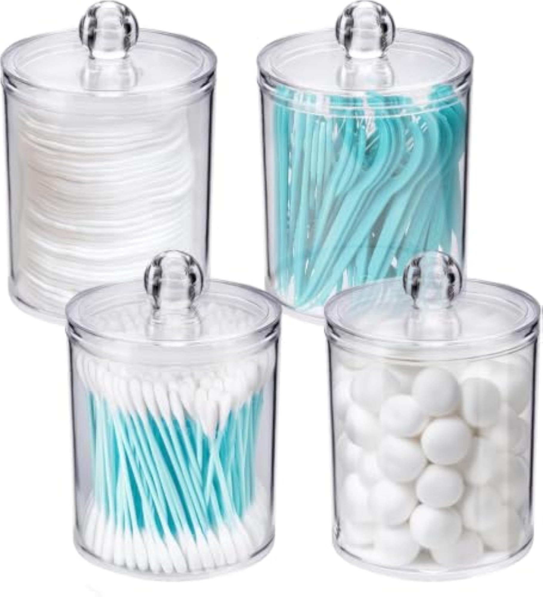 Clear Qtip Holder Dispenser Set for Bathroom Vanity